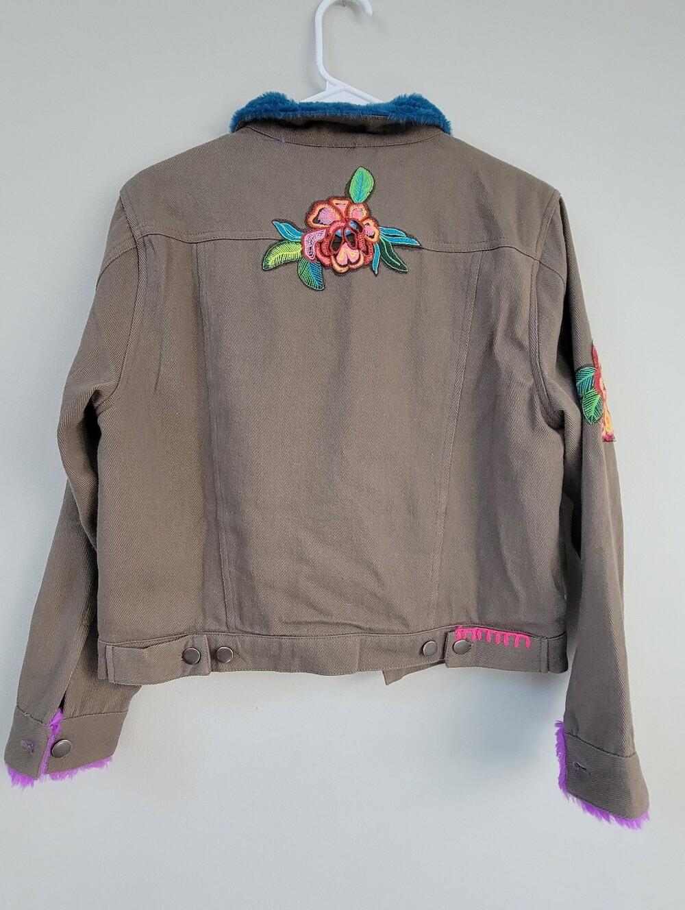 Natural Life Tara Embellished Jacket Faux Fur Women Size M Artsy Maximal Grunge - Picture 3 of 15